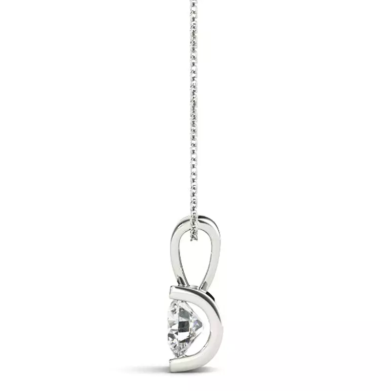14K White Gold Bar Set Lab Diamond Solitaire Pendant (1 ct. tw.)